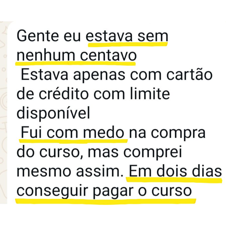 Depoimento de aluna no WhatsApp