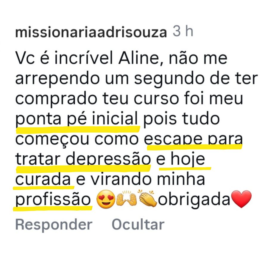 Depoimento de aluna no WhatsApp