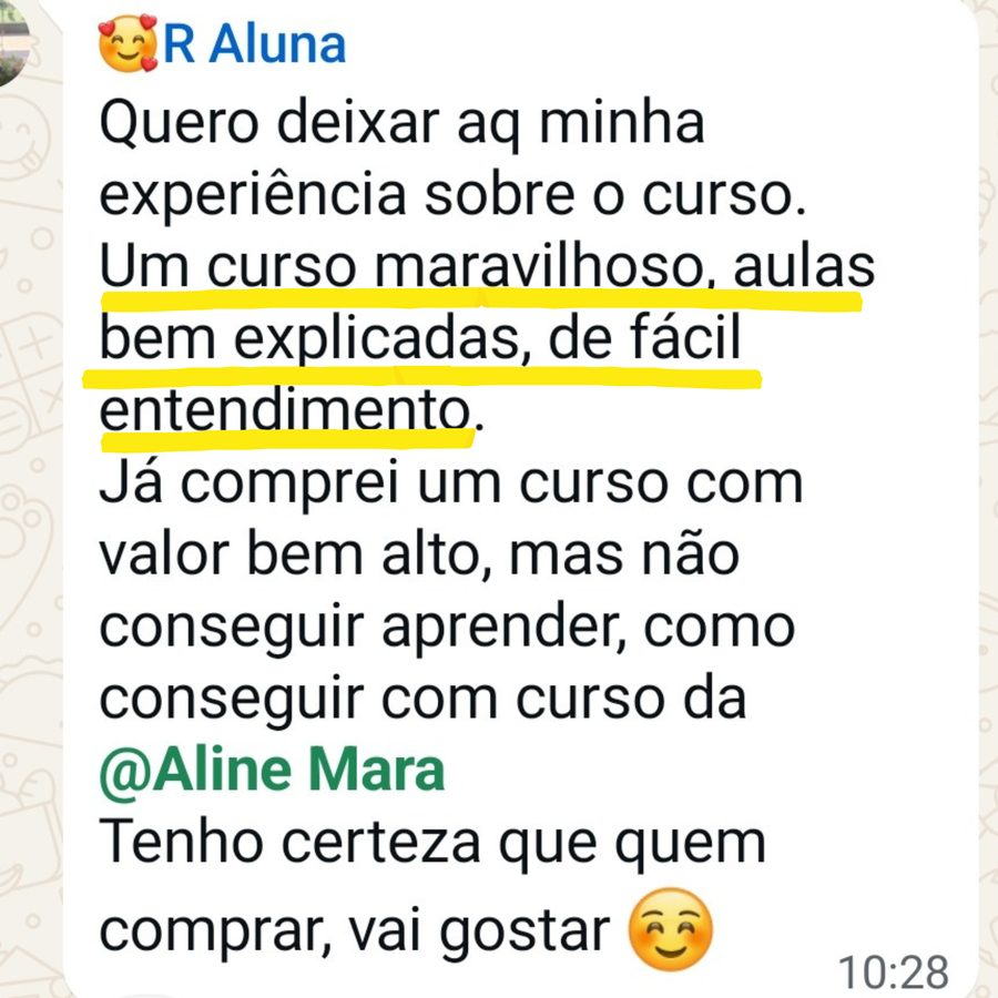 Depoimento de aluna no WhatsApp